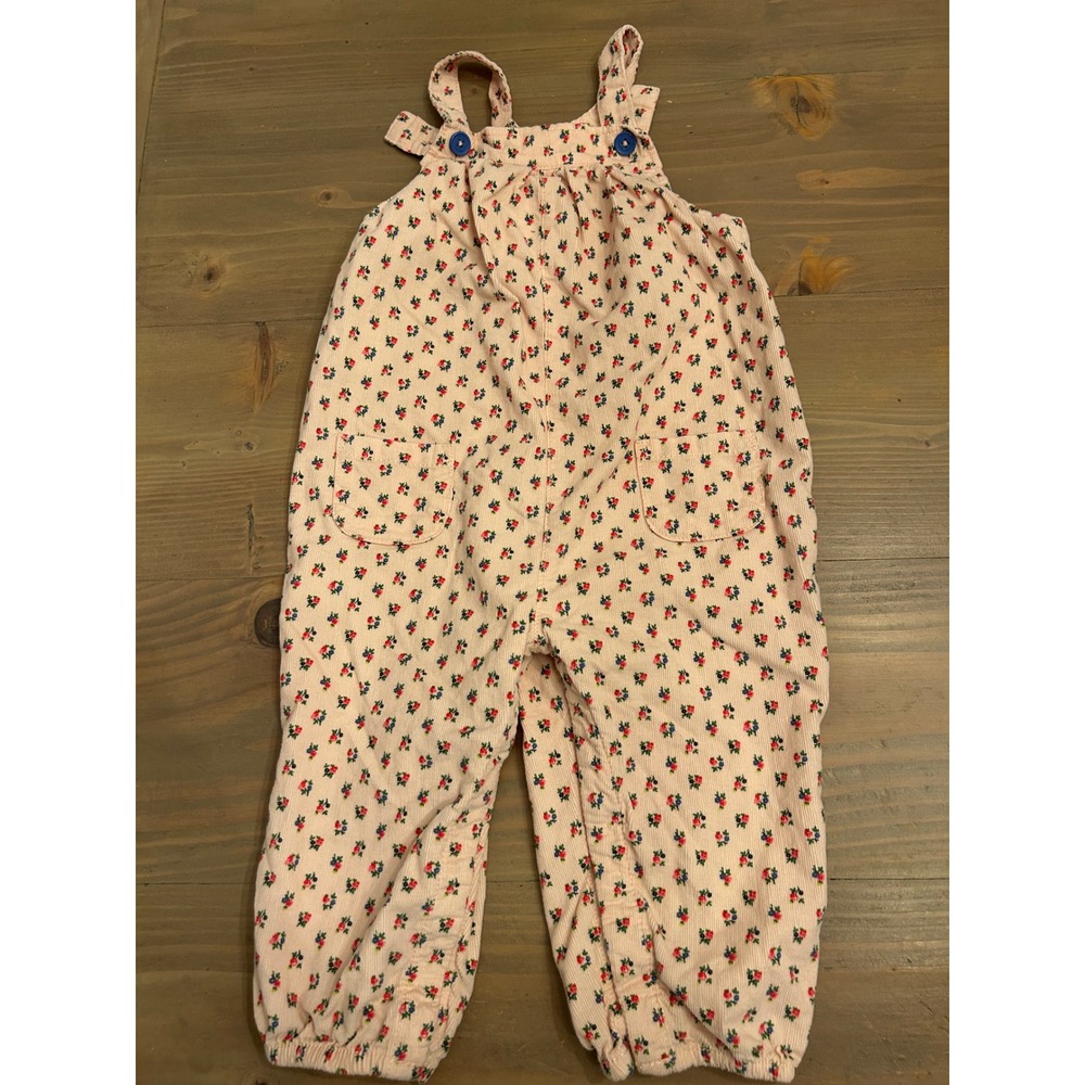 K26 Baby Boden Pink Floral Corduroy Overalls Girls 18-24 Months Print Romper